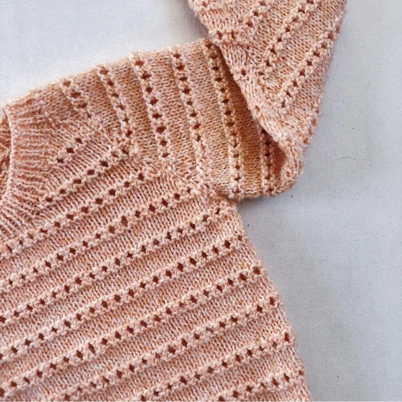 HANDMADE Size 5-6 Vintage Wool Peach Apricot Knitted Winter Jumper Pullover Girl - Picture 3 of 5